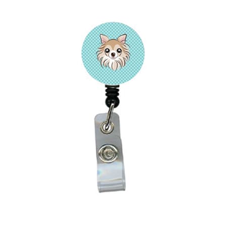 Teacher&Aposs Aid Checkerboard Blue Chihuahua Retractable Badge Reel TE2924919